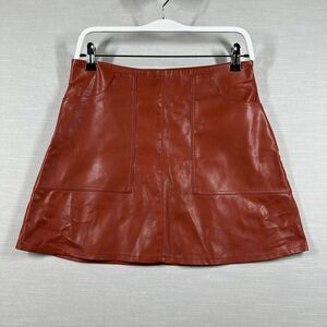 Bik Bok Skirt Womans Medium Brown Large Pockets Leather Fall Cottage Core Chic
